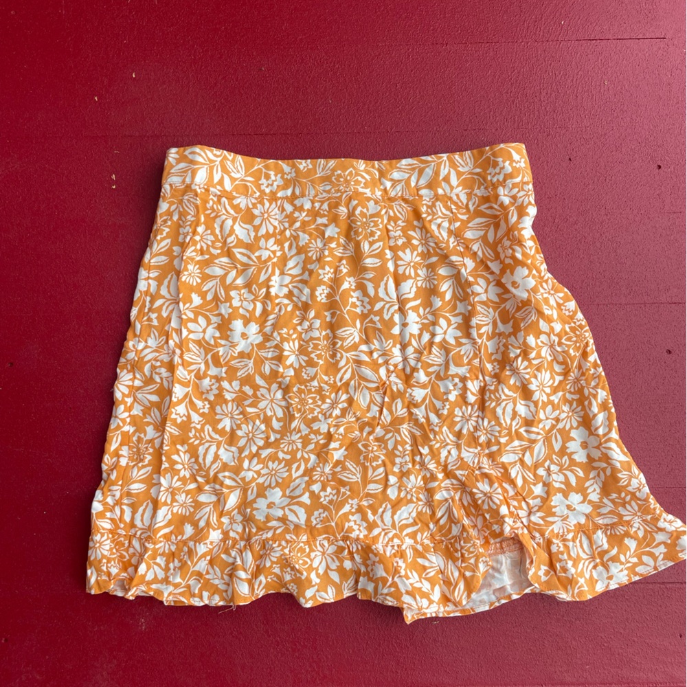 Orange Floral High Waist Skirt - ASOS